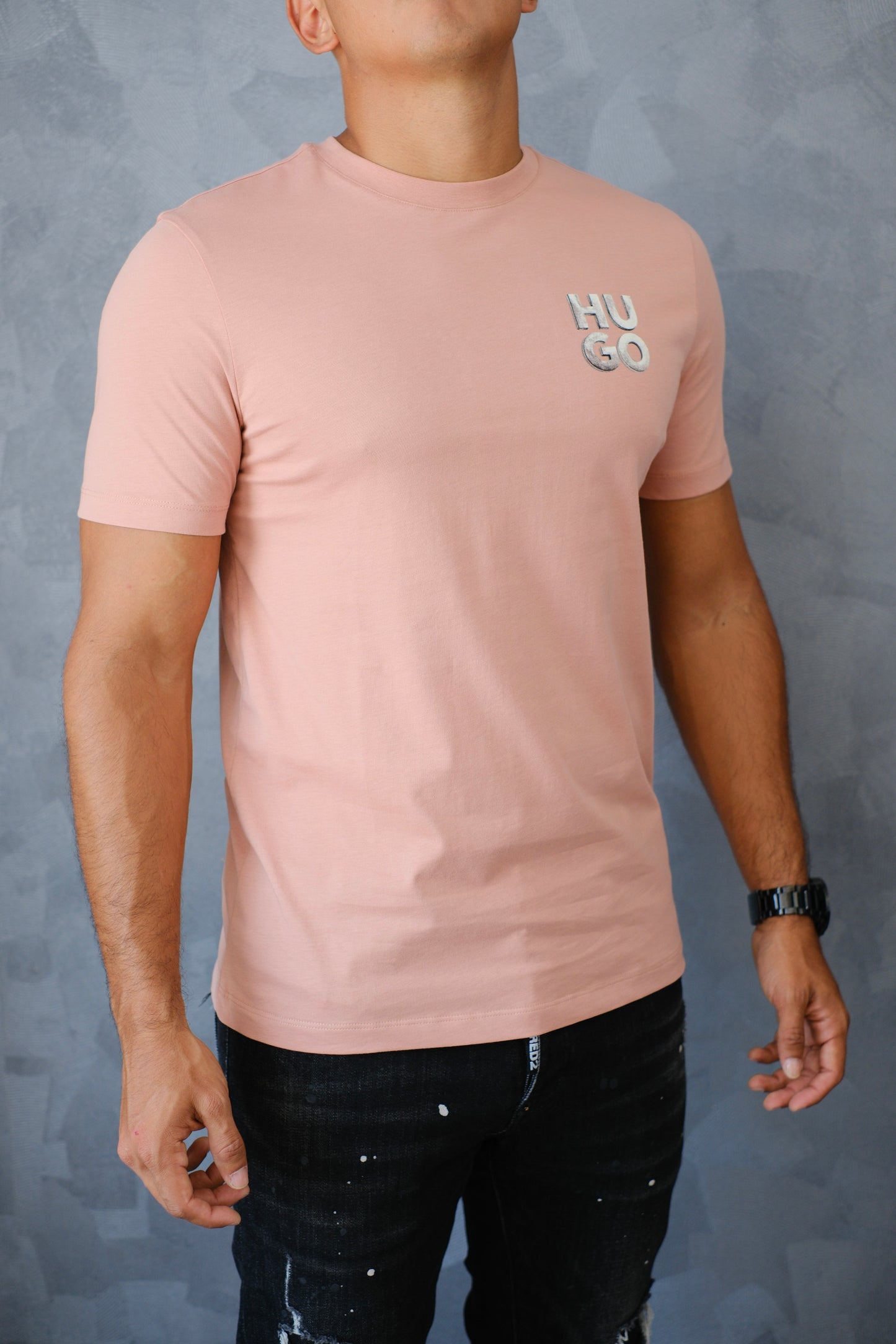 Camiseta HUG Rosa Logo Gris