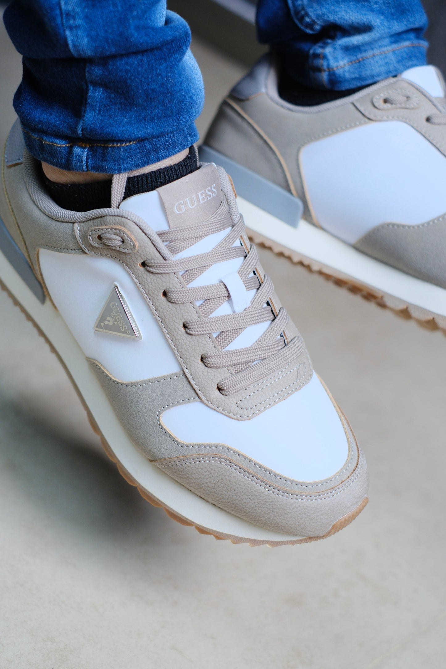 Tenis Gue Blanco con Beige