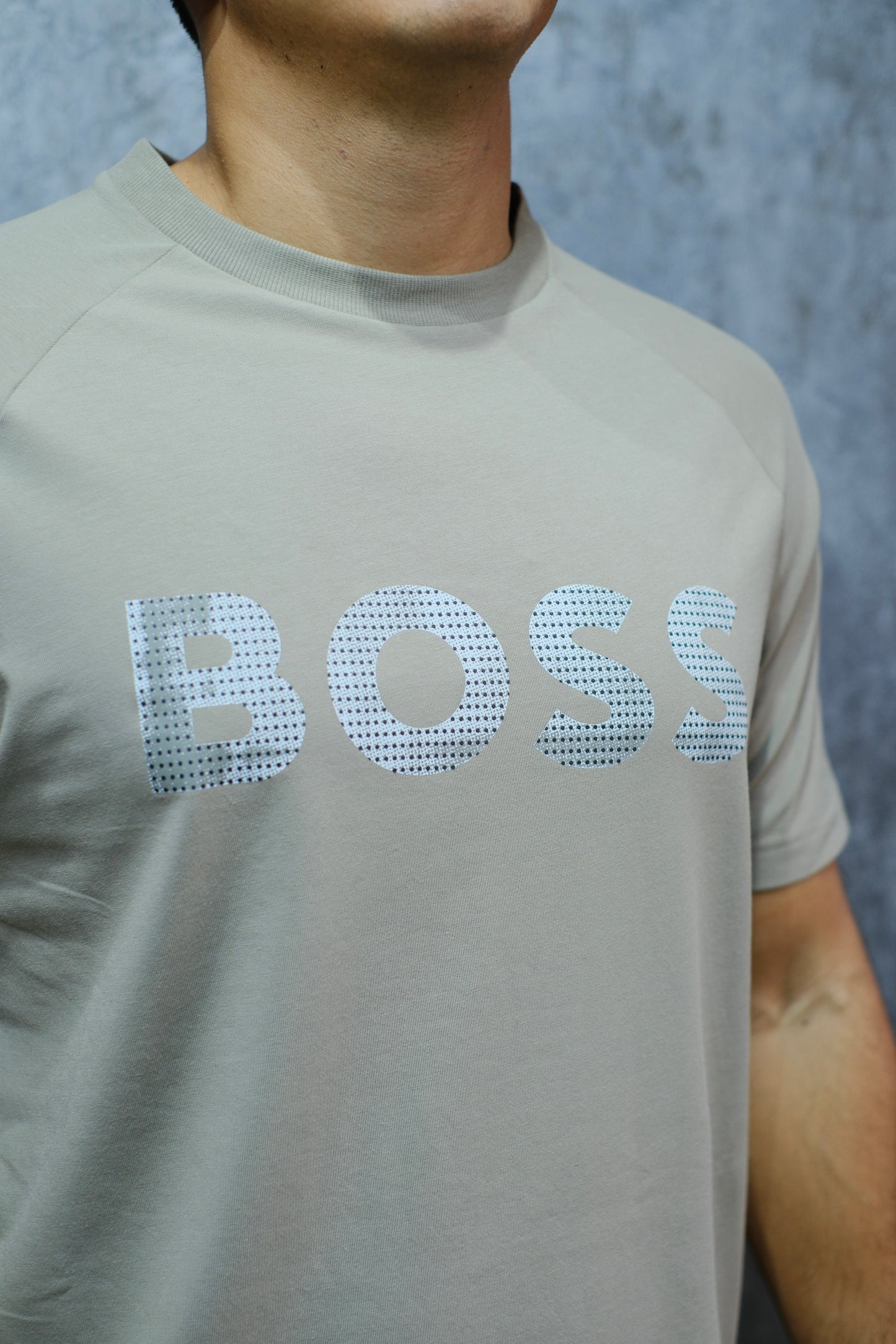 Camiseta HUG Beige Logo Gris en relieve