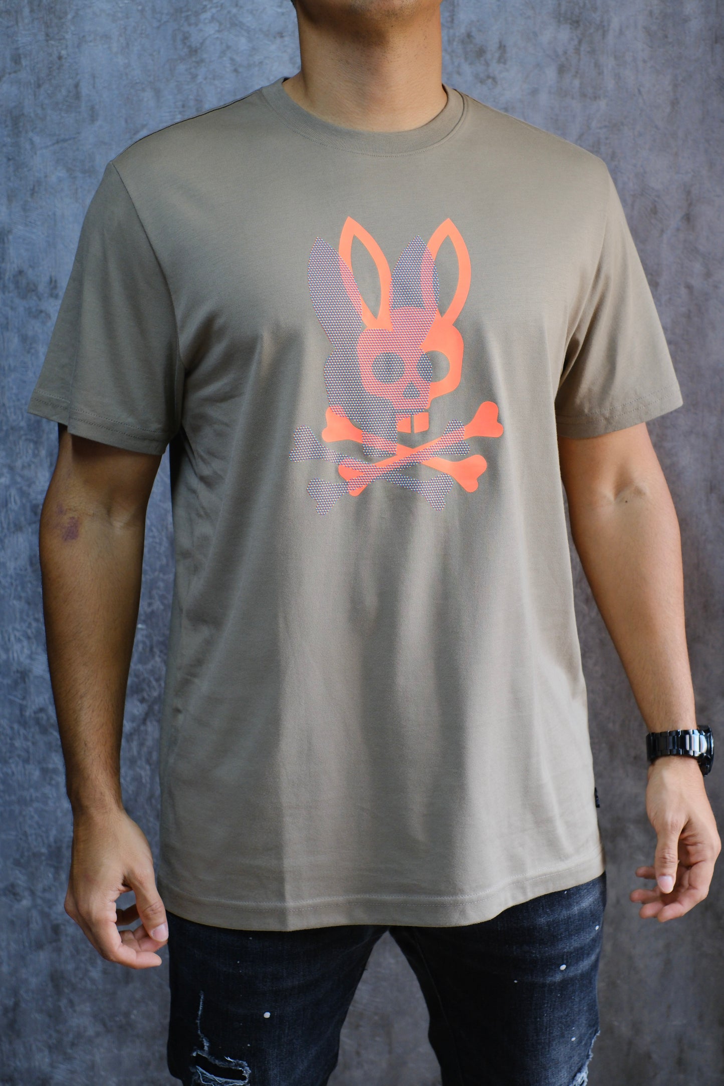 Camiseta PSY Beige Logo Naranja