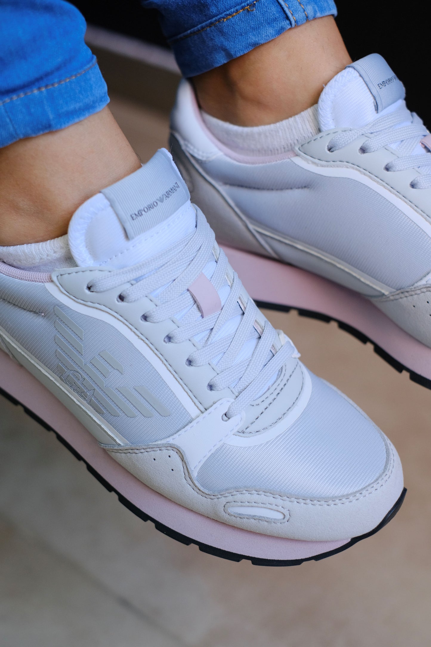 Tenis EMP Blancos Lineas Rosadas