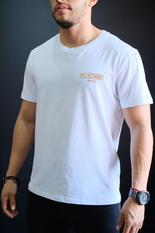 Camiseta Mos Blanca Logo Dorado