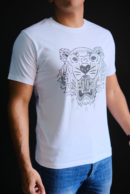 Camiseta KEN blanca logo gris