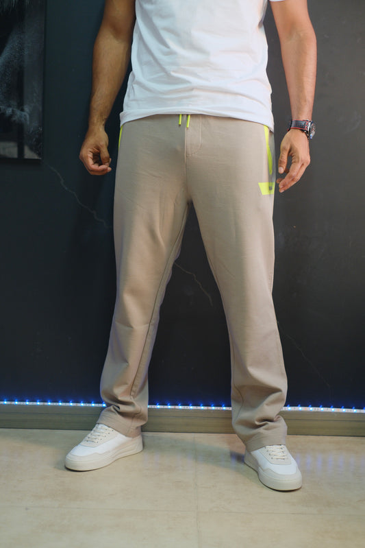 Sudadera HUG Beige Linea Amarilla
