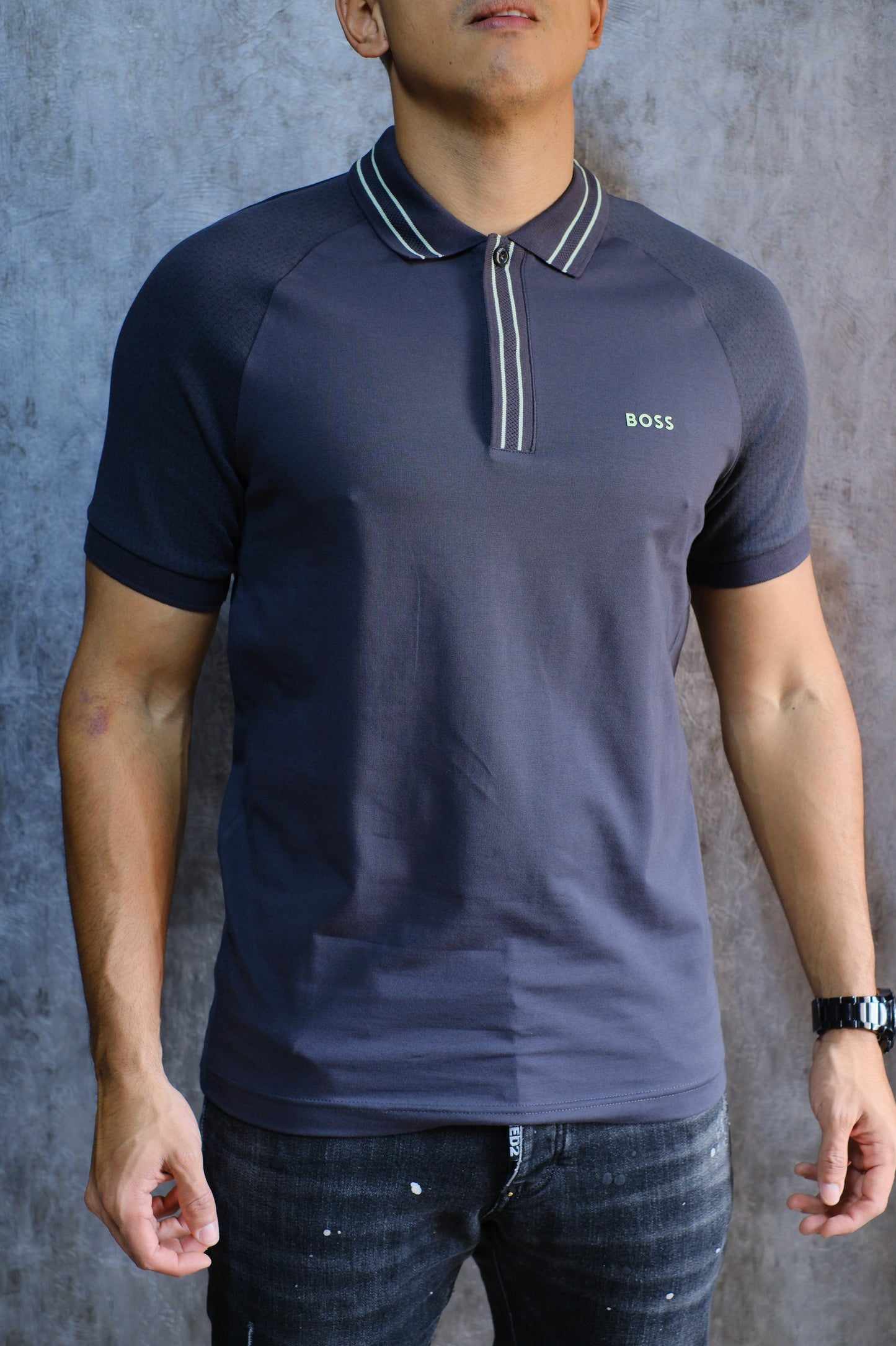 Polo HUG Azul Lineas Verdes