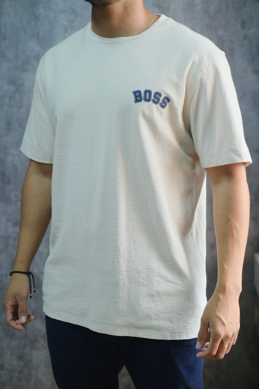 Camiseta HUG Beige Logo Azul