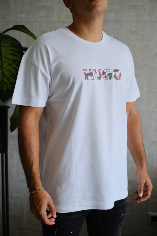Camiseta HUG Blanca Logo Rojo con Gris