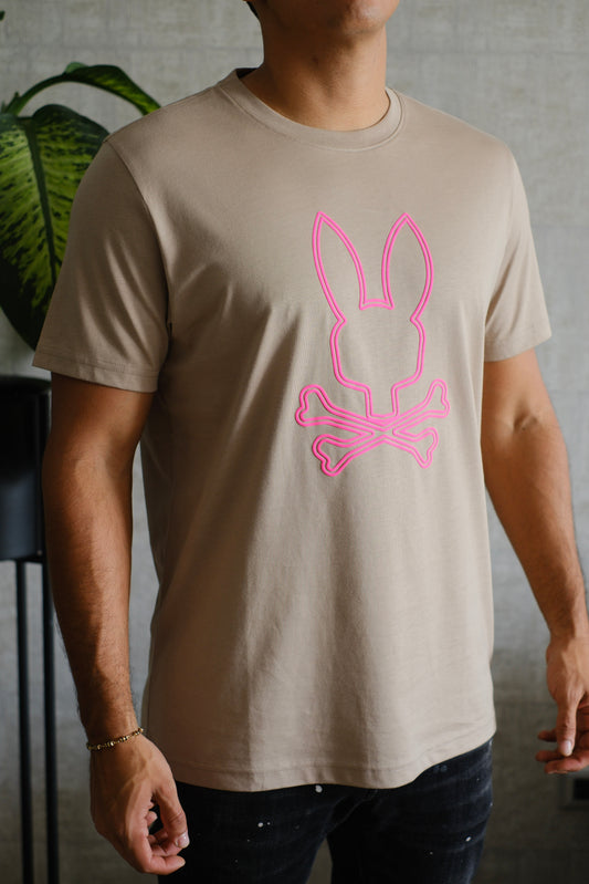 Camiseta PSY Beige Logo Fucsia