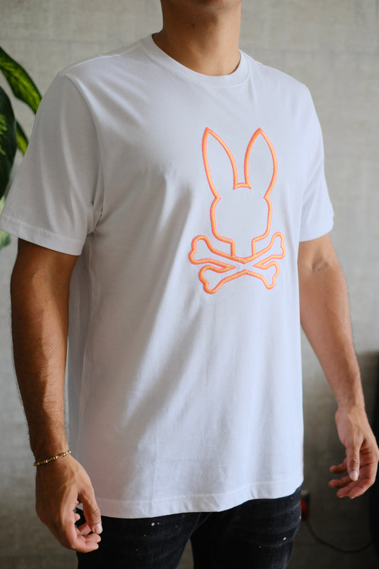 Camiseta PSY blanca logo naranja
