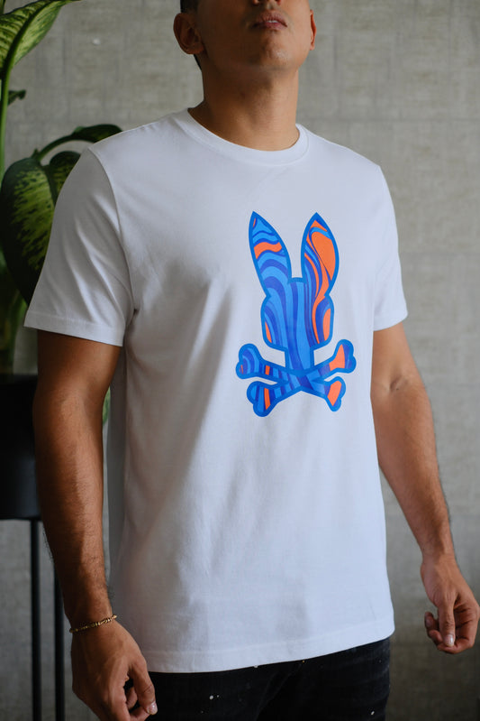 Camiseta PSY blanca logo azul