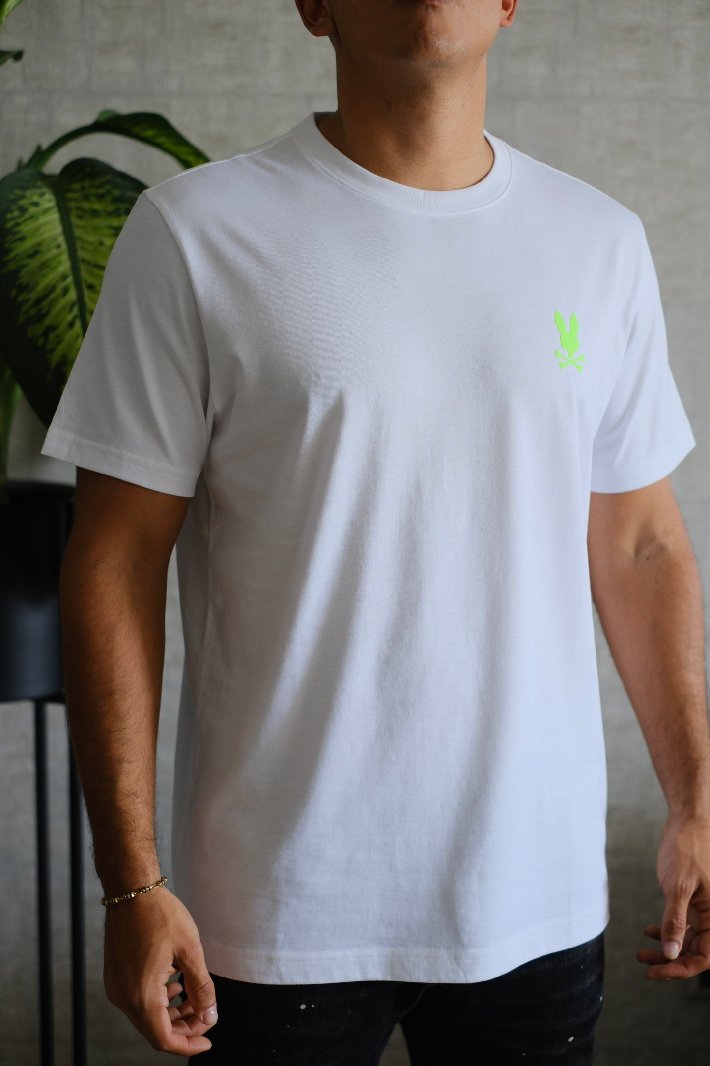 Camiseta PSY blanca logo verde