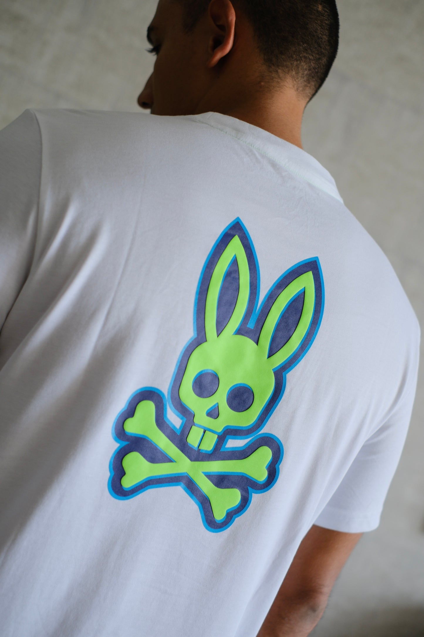 Camiseta PSY blanca logo verde
