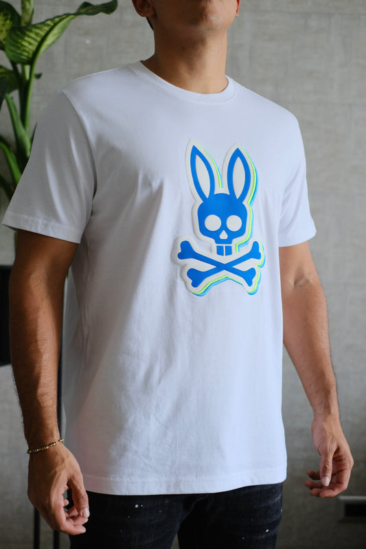 Camiseta PSY blanca logo azul