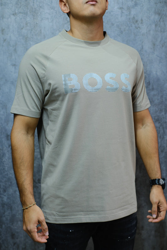 Camiseta HUG Beige Logo Gris en relieve
