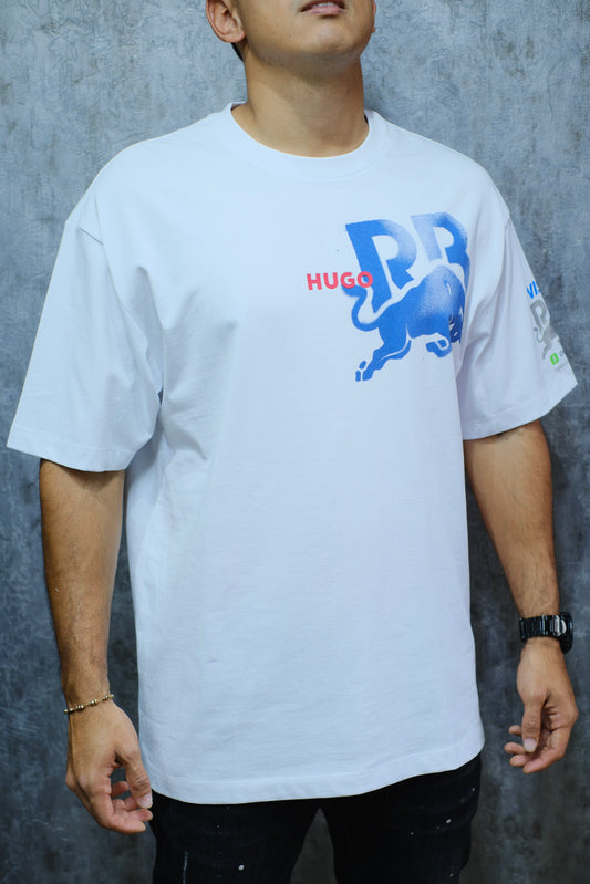 Camiseta HUG RB blanca logo azul