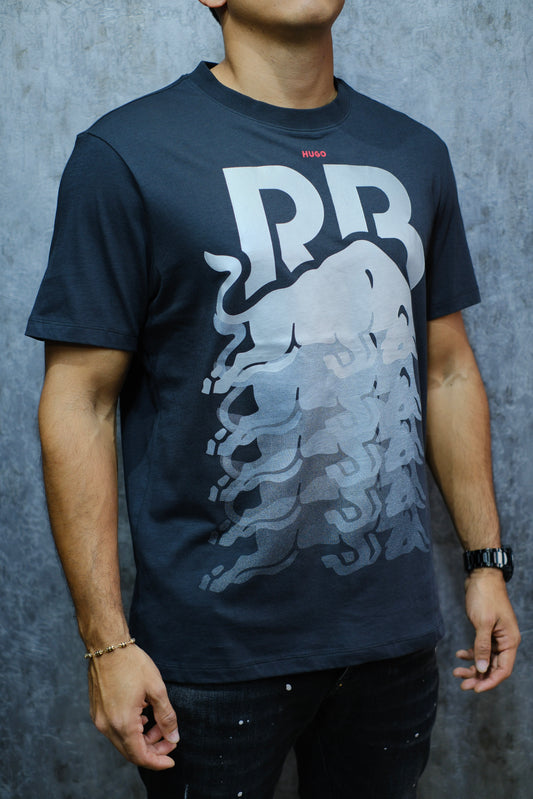 Camiseta HUG RB negra logo plateado