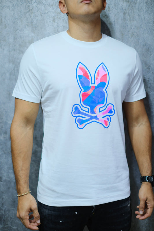 Camiseta PSY blanca logo azul