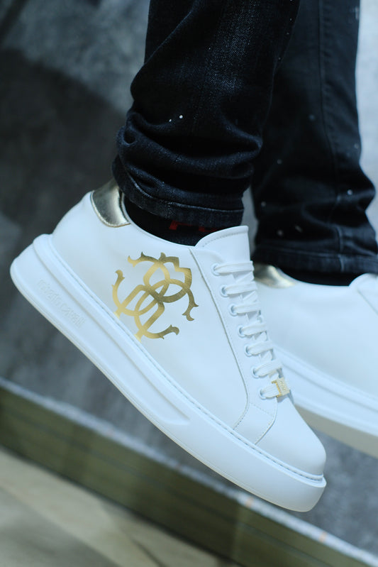 Tenis ROB Blancos Logo Dorado