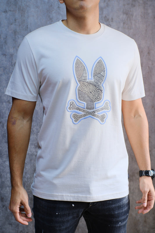 Camiseta PSY Beige Con Detalles Azules