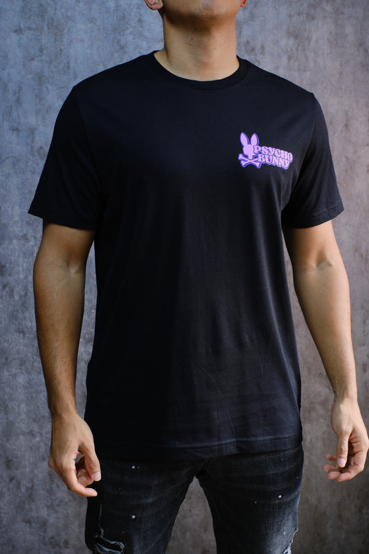 Camiseta PSY Negra Logo morado