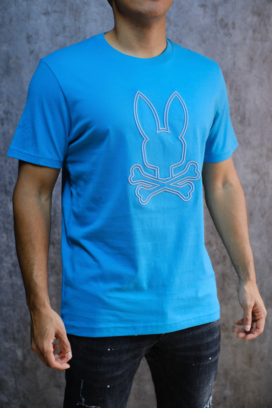 Camiseta PSY Azul Logo Bordado gris