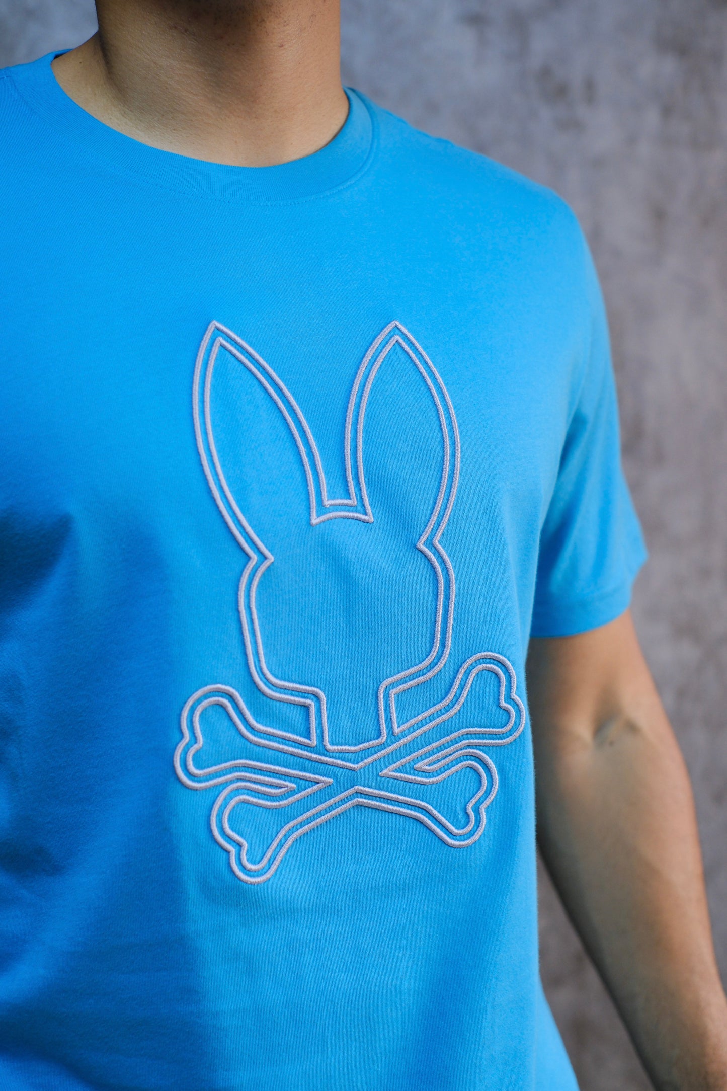 Camiseta PSY Azul Logo Bordado gris