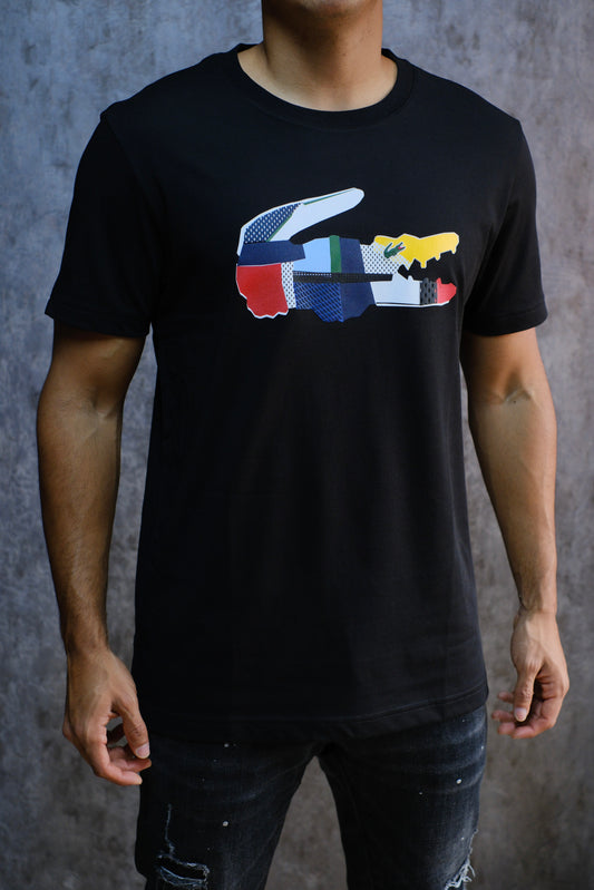 Camiseta LAC Negra Logo Cocodrilo Negra