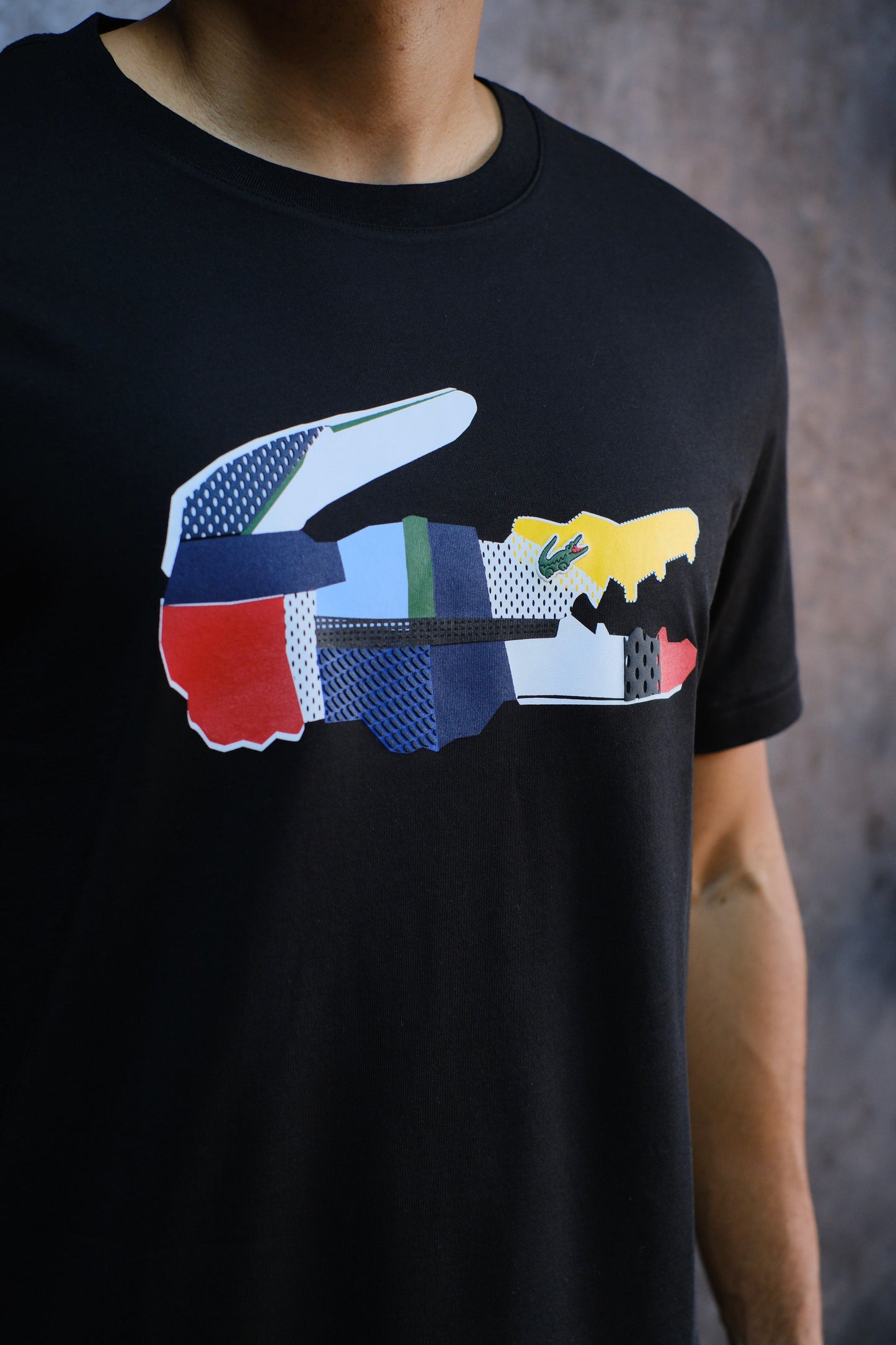 Camiseta LAC Negra Logo Cocodrilo Negra