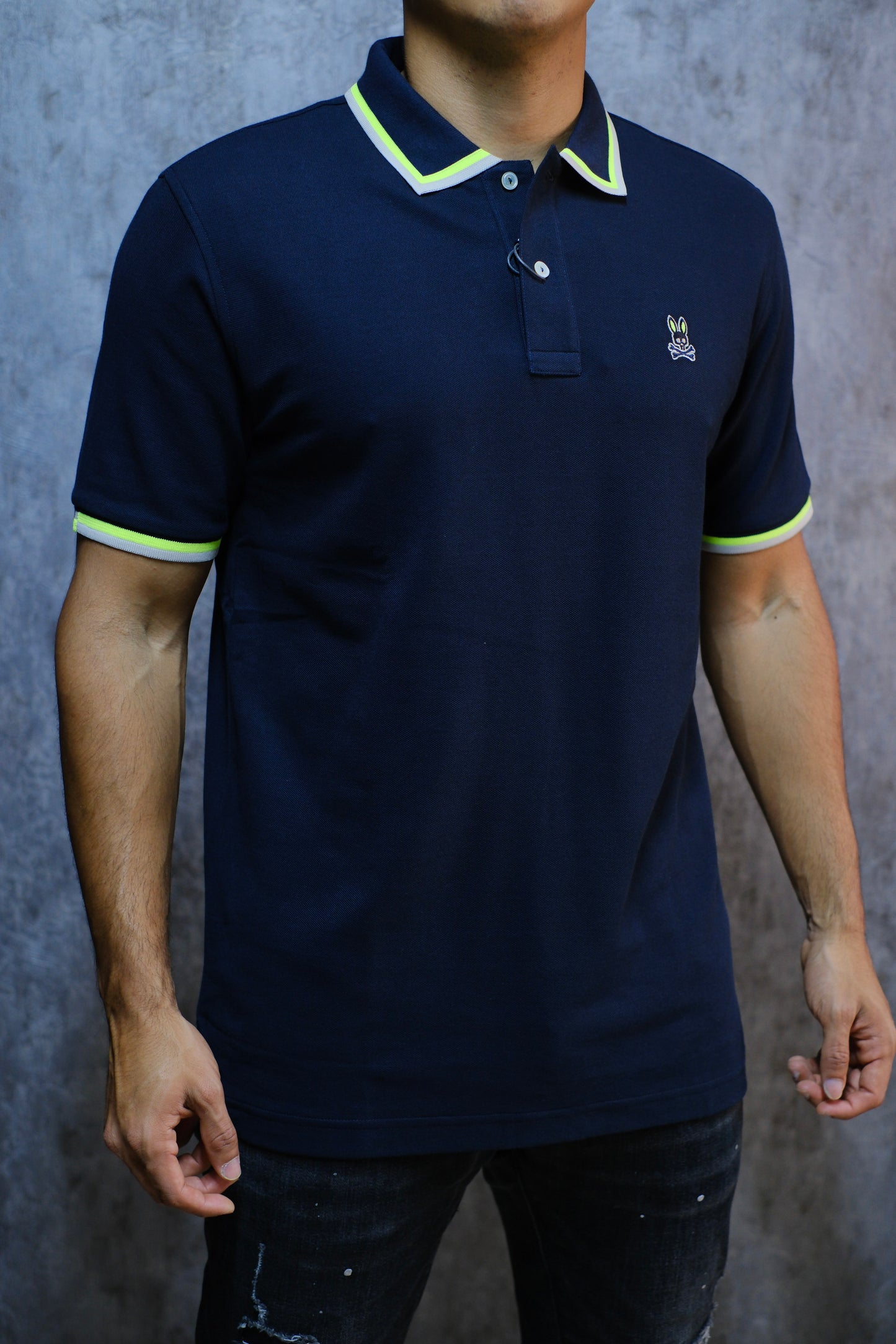 Polo PYS Azul Detalles Verdes