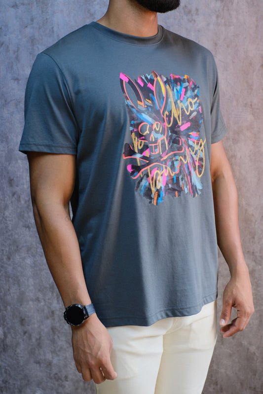 camiseta PSY Verde Logo Naranja